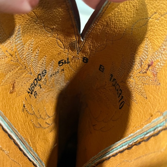 Lucchese 1883 Womens Western Boots - Teal and Brown Leather Size 8B - Picture 11 of 12